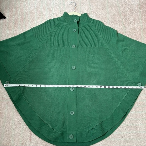 Argee Knit Poncho Button Front Sage Green One Size Fits Most - Picture 6 of 10
